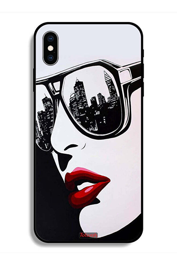 جراب واقٍ لهاتف Apple iPhone X بتصميم وجه فتاة تجريدي