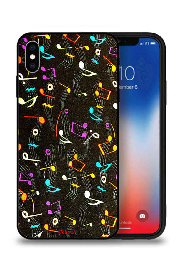 جراب حماية من Apple iPhone XS Max بنمط قماش موسيقي
