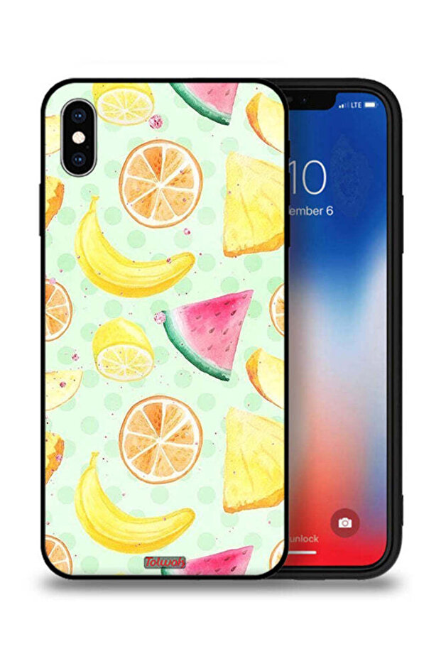 غطاء حماية لجهاز Apple iPhone XS Max برسومات فنية بألوان مائية وفواكه