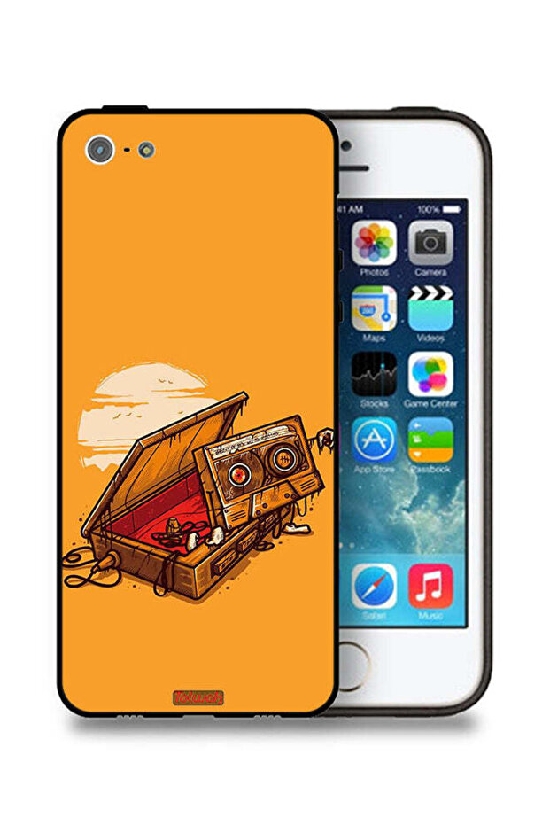 غطاء حماية لجهاز Apple iPhone 5/5s/SE بتصميم فني على شكل شريط كاسيت وشريط لاصق