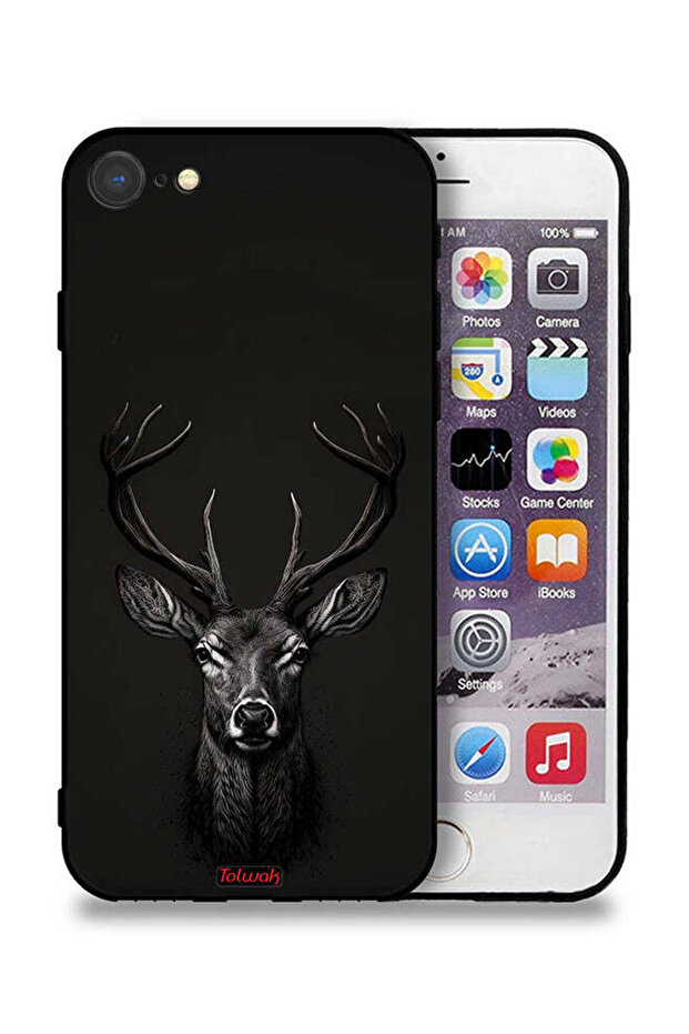 غطاء حماية لجهاز Apple iPhone 8 بتصميم فن الغزلان الرقمي