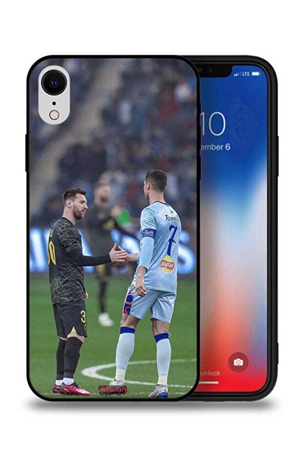 جراب حماية لهاتف Apple iPhone XR ميسي ورونالدو