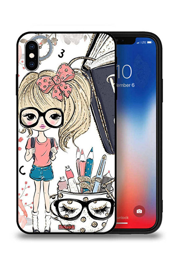 جراب حماية لجهاز Apple iPhone XS بتصميم فتاة وحيد القرن