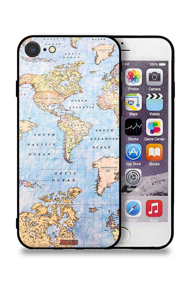جراب حماية لجهاز Apple iPhone 7 بتصميم خريطة العالم - 1