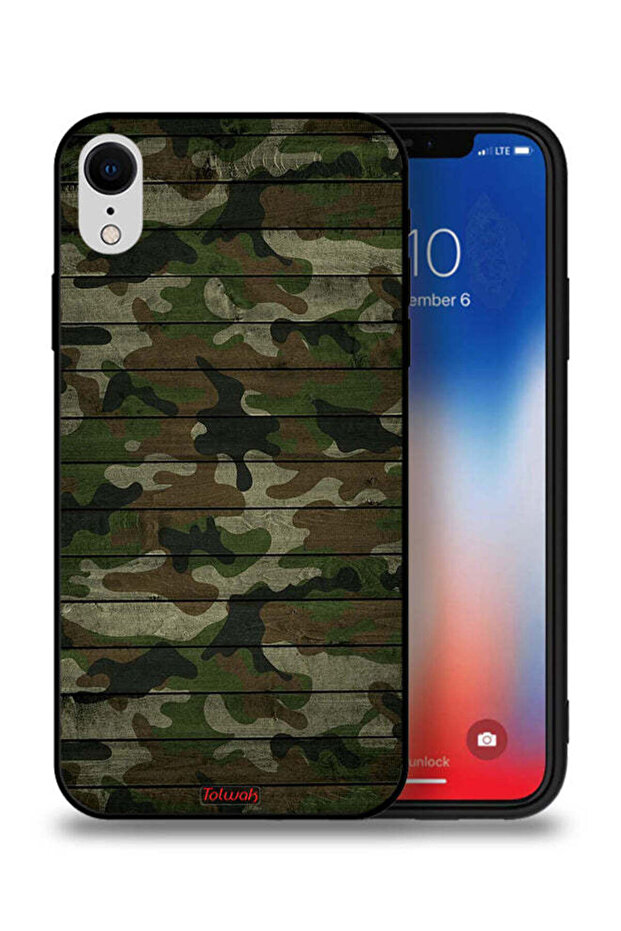 جراب حماية لهاتف Apple iPhone XR بنمط خشبي مموه