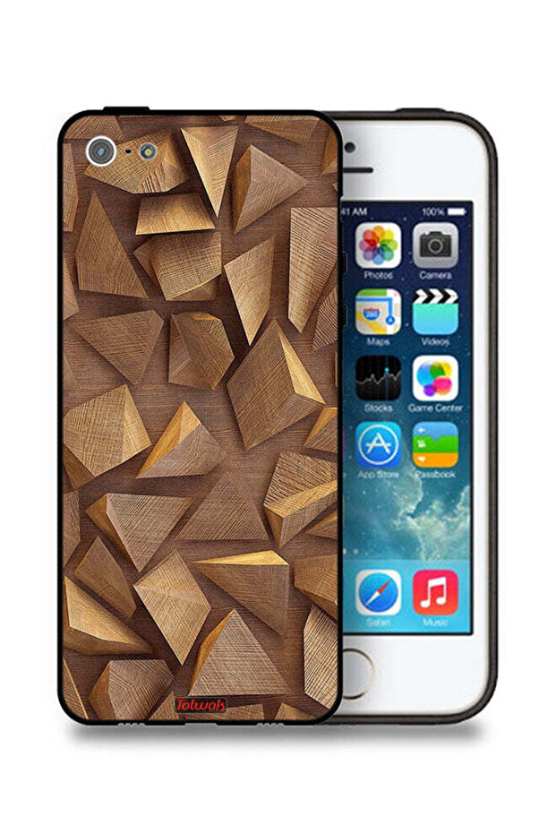 غطاء حماية لجهاز Apple iPhone 5/5s/SE مصنوع من الخشب بتصميم فني
