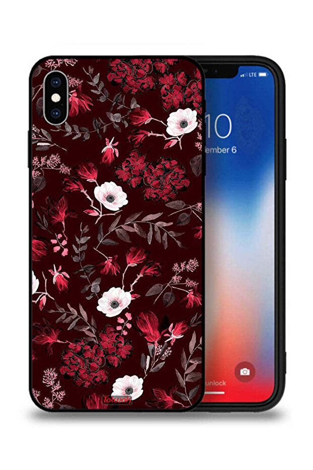 غطاء حماية لجهاز Apple iPhone XS Max بنقشة زهور صغيرة وأوراق استوائية