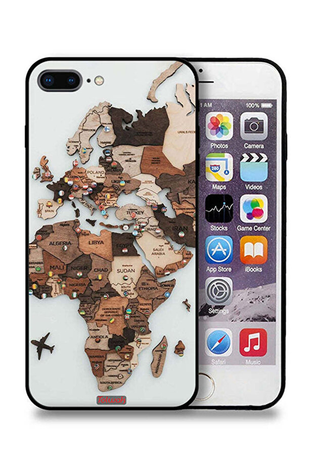 جراب حماية لجهاز Apple iPhone 8 Plus بتصميم خريطة العالم - 1