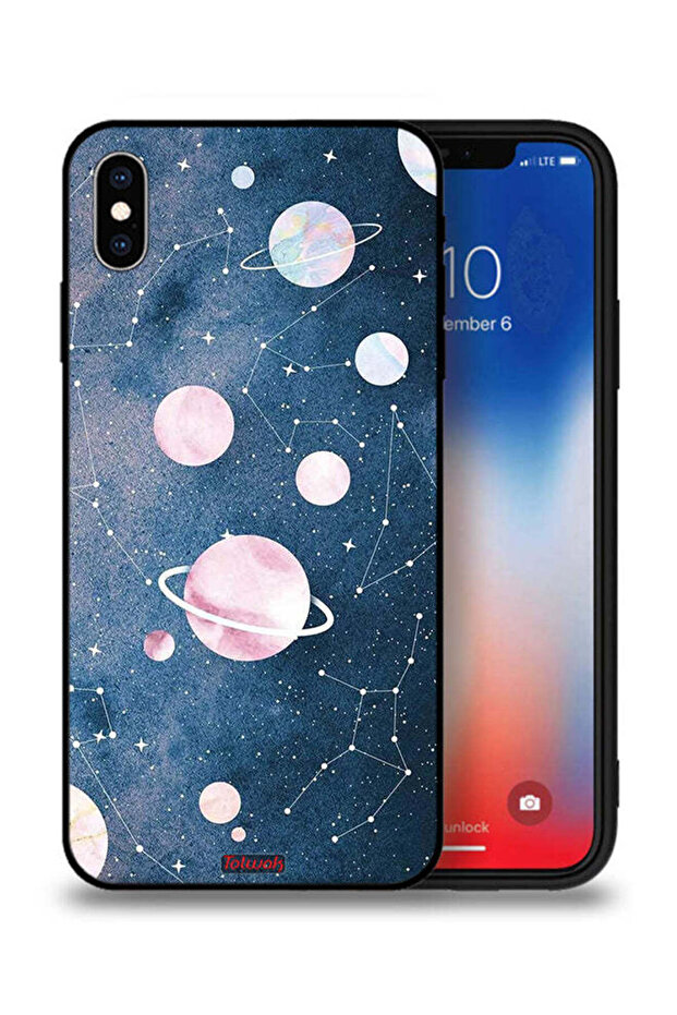 غطاء حماية لجهاز Apple iPhone XS Max برسومات فنية فضائية