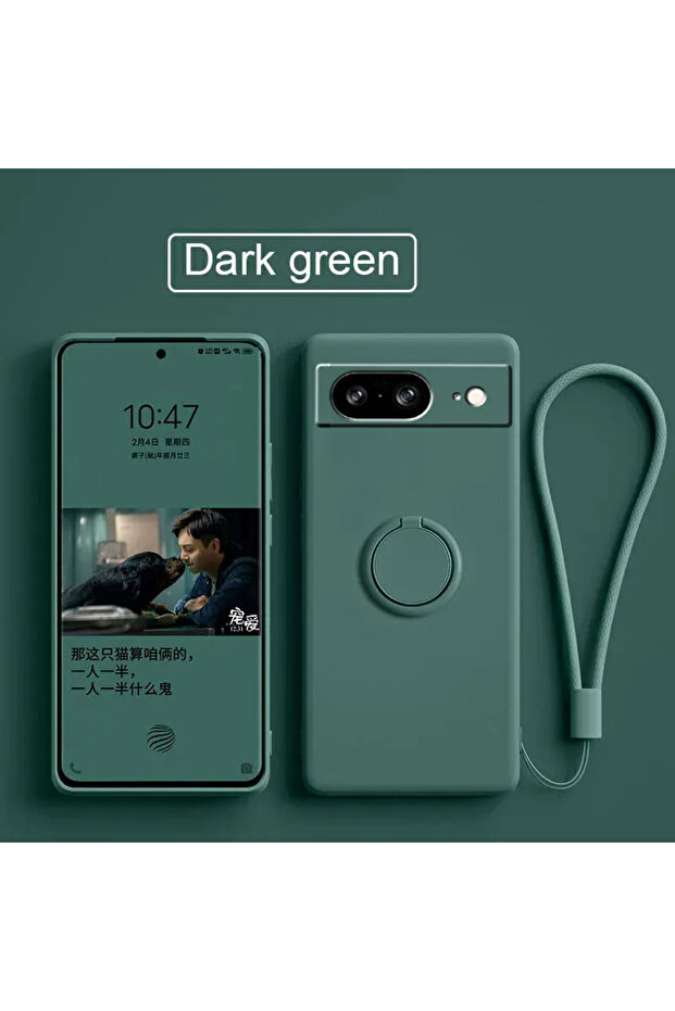 جراب أسود وأخضر لهاتف Pixel 8 من Google Pixel 8 9 مع حامل حلقة إصبع وغطاء سيليكون لهاتف Pixel 9