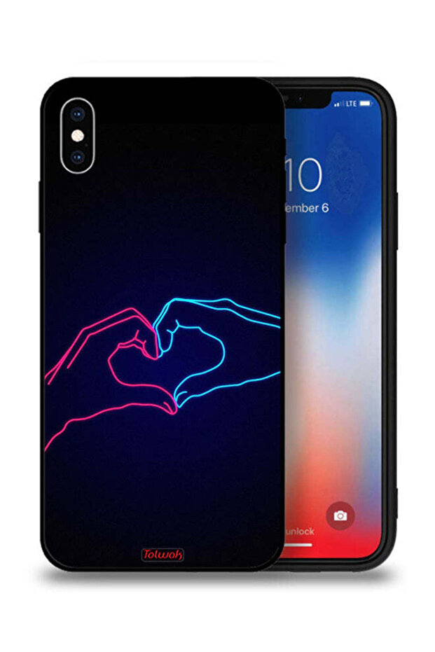 جراب حماية لجهاز Apple iPhone XS بتصميم يد تلامس القلب