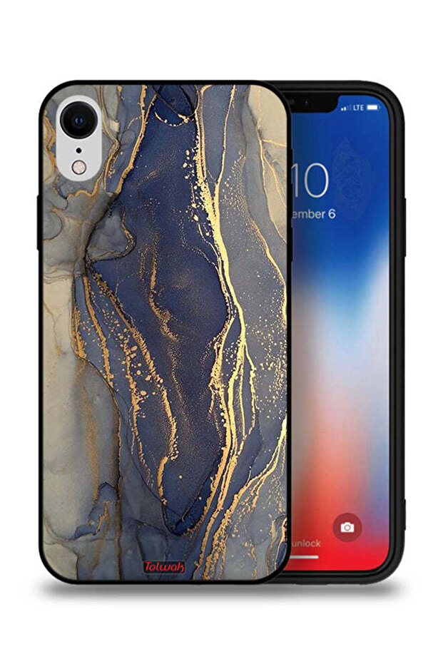 غطاء حماية لجهاز Apple iPhone XR بنمط رخامي لامع