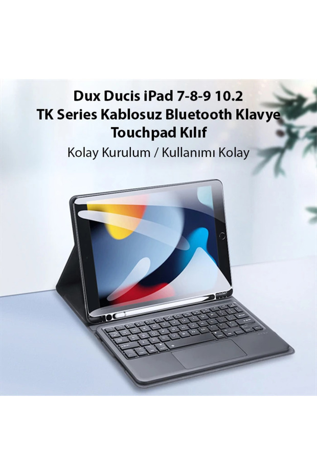 Dux Ducis iPad 7/8/9 10.2 TK Series Kablosuz Bluetooth Klavye Touchpad Kılıf-(5775 - KRM8259-2033 - 2