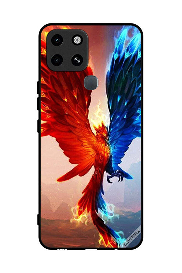 غطاء حماية لجهاز Infinix Smart 6 بتصميم نسر النار والماء