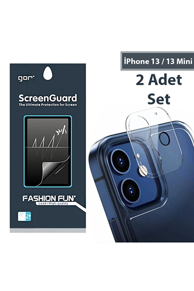 مجموعة GOR iPhone 13 /13 Mini أفضل واقي كاميرا زجاجي مقوى بالكامل مكون من قطعتين-(5775)