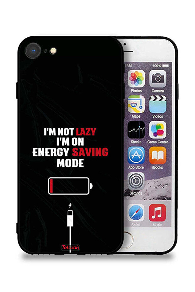 جراب حماية لجهاز Apple iPhone 7 - أنا لست كسولاً، أنا في وضع توفير الطاقة
