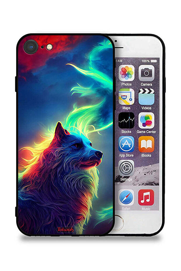 غطاء حماية لجهاز Apple iPhone 8 بتصميم الذئب - 1