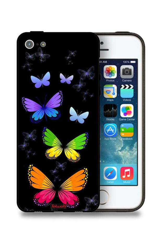 غطاء حماية لأجهزة iPhone 5/5s/SE من Apple بنقشة فراشات ملونة