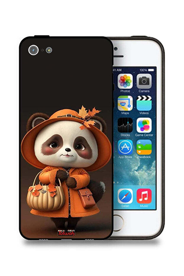 جراب حماية لجهاز Apple iPhone 5/5s/SE بتصميم سيدة الباندا اللطيفة