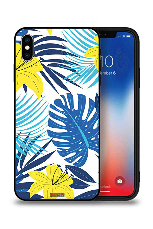 غطاء حماية لجهاز Apple iPhone XS Max برسومات ريش وزهور
