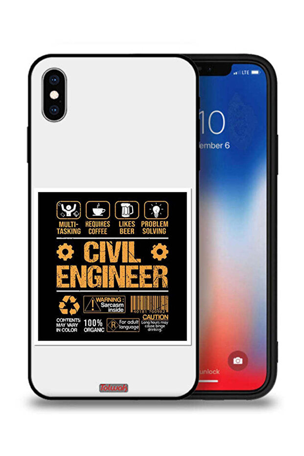 جراب حماية لجهاز Apple iPhone XS Max، ملصق مهندس مدني
