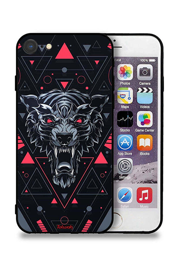 غطاء حماية لجهاز Apple iPhone 8 بتصميم الذئب المتمايل - 1