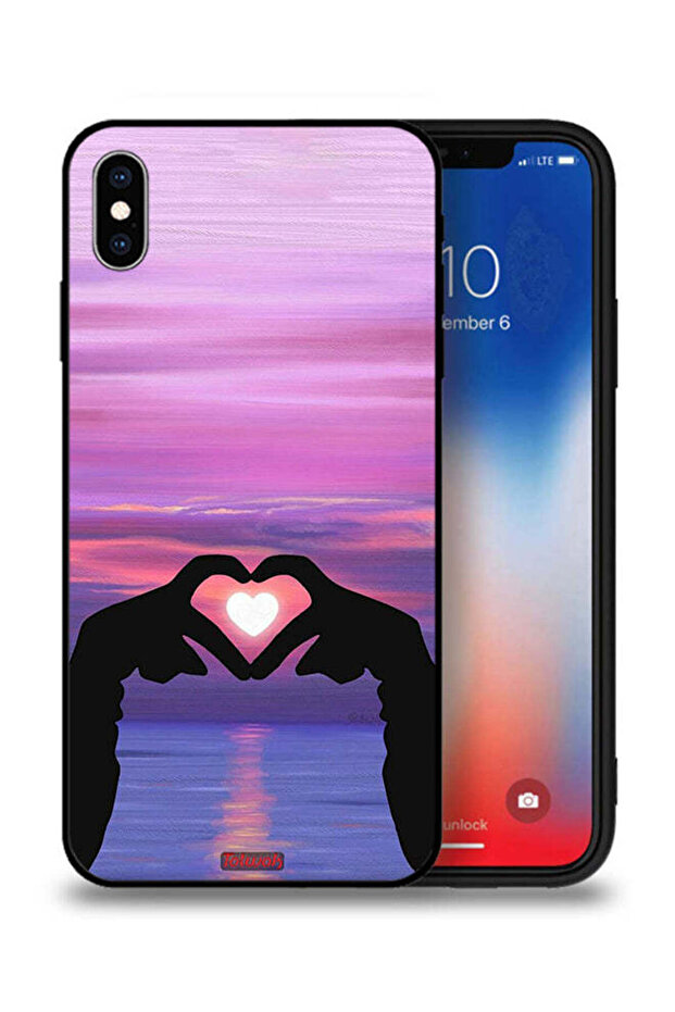 غطاء حماية لجهاز Apple iPhone XS Max بتصميم قلب وقمر