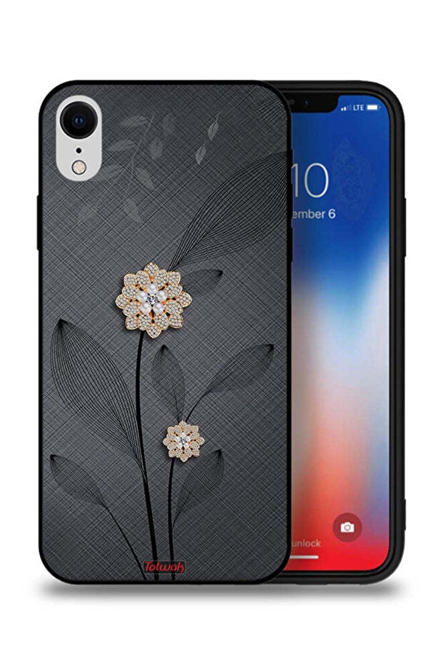 غطاء حماية لجهاز Apple iPhone XR بتصميم زهور ماسية