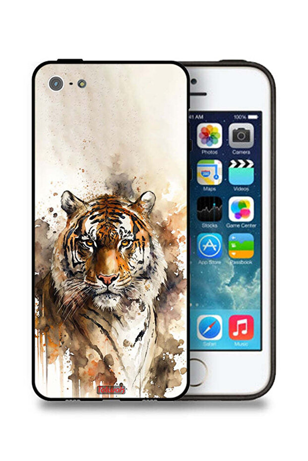 غطاء حماية لجهاز Apple iPhone 5/5s/SE بنقشة فن تجريدي من جلد الفهد