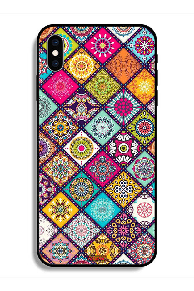 جراب واقٍ لهاتف Apple iPhone X بنمط مربعات ماندالا - 1