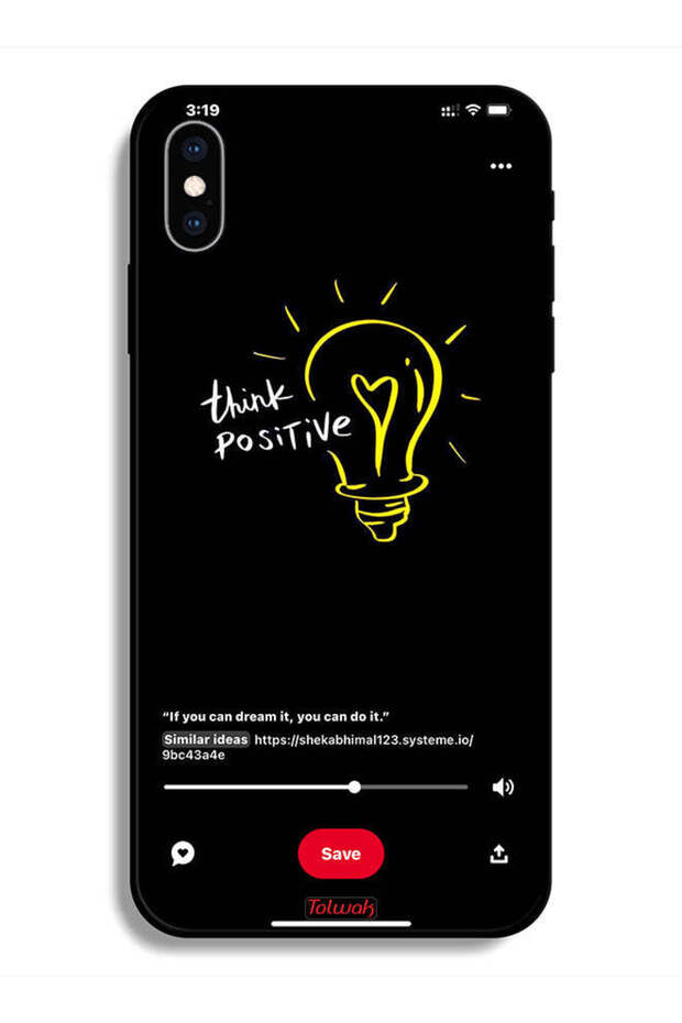 جراب حماية لهاتف Apple iPhone X - فكر بإيجابية