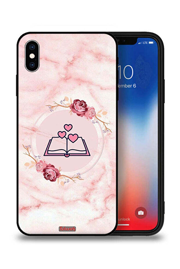 جراب حماية لجهاز Apple iPhone XS بتصميم ثلاثة قلوب على كتاب