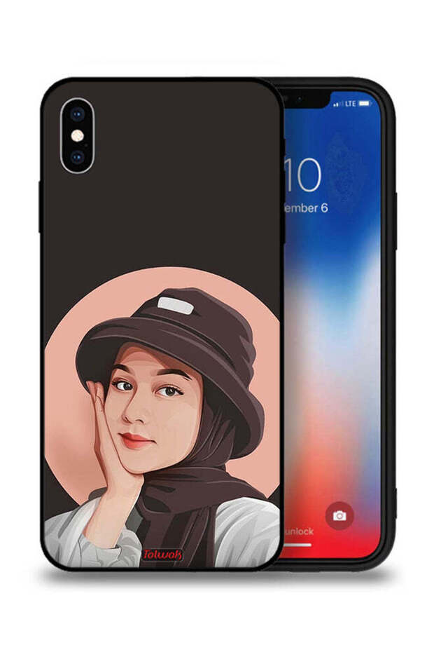 جراب حماية لجهاز Apple iPhone XS Max بتصميم فتاة قبعة لطيفة ورسم فني