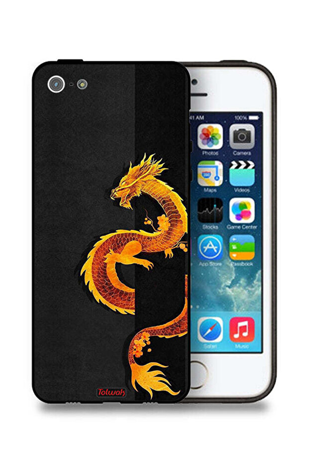 غطاء حماية لجهاز Apple iPhone 5/5s/SE برسومات التنين