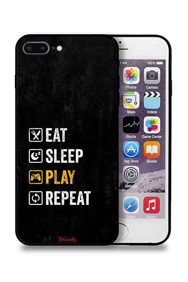 Apple iPhone 8 Plus Protective Case Eat Sleep Play Repeat