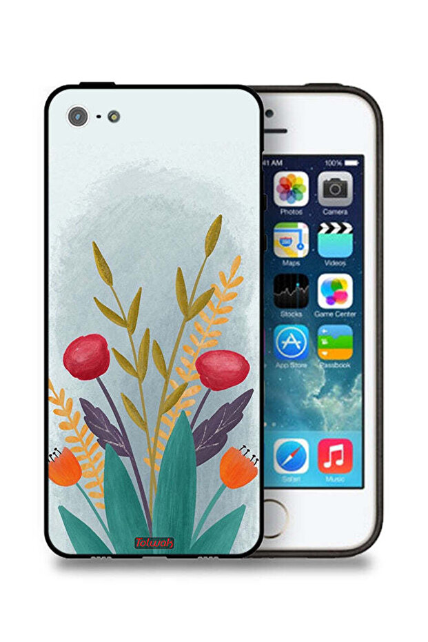 غطاء حماية لجهاز Apple iPhone 5/5s/SE برسومات نباتية