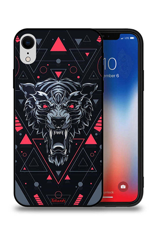 غطاء حماية لجهاز Apple iPhone XR بتصميم الذئب المتمايل