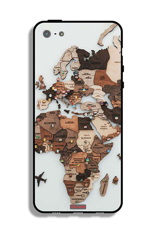 جراب حماية لجهاز Apple iPhone 5/5s/SE بتصميم خريطة العالم - 2
