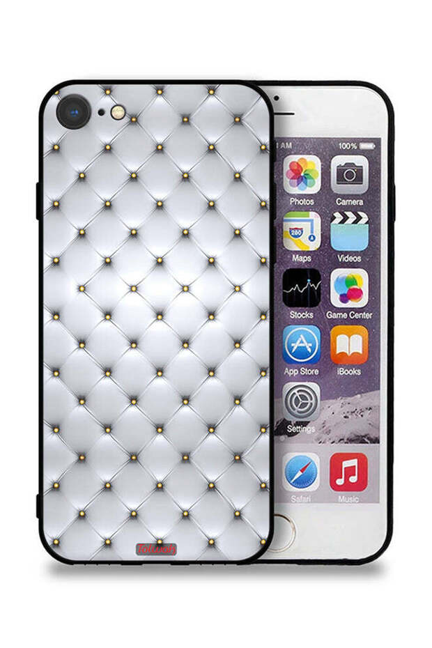 غطاء حماية لجهاز Apple iPhone 8 مطبوع عليه طوابع على القماش