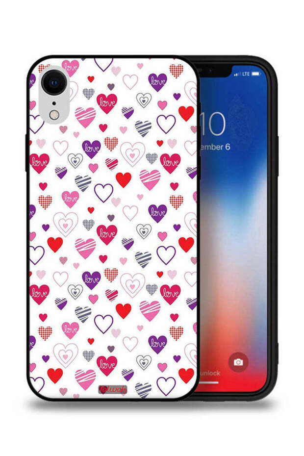 غطاء حماية بتصميم قلوب لهاتف Apple iPhone XR