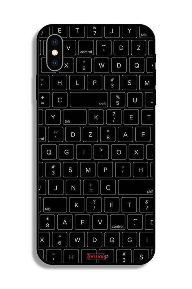 جراب حماية لجهاز Apple iPhone XS بنمط مفاتيح لوحة المفاتيح العشوائية - 2