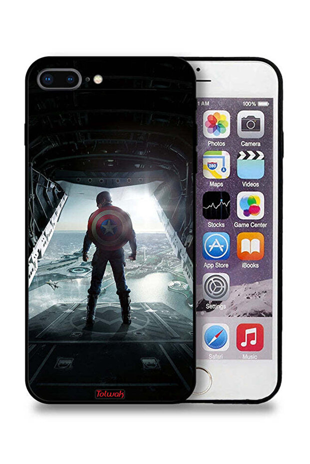 Apple iPhone 8 Plus Protective Case Portrait Display Captain America