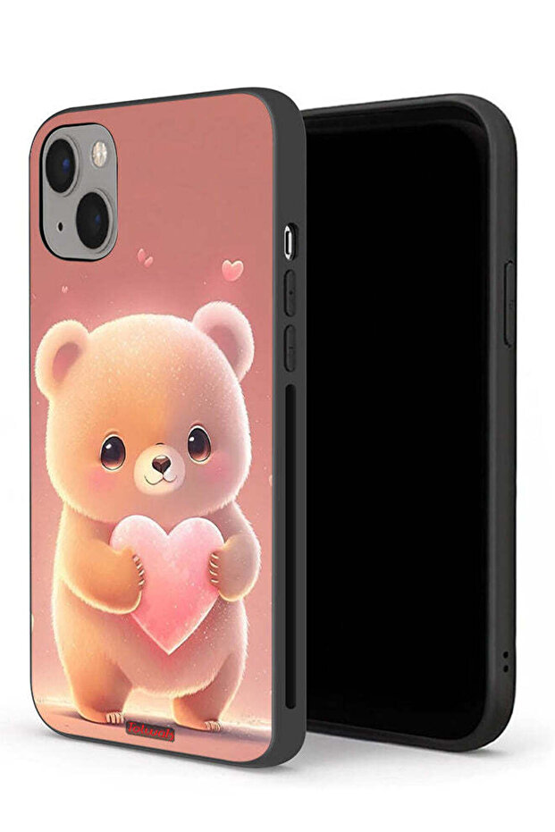 جراب حماية لجهاز Apple iPhone 13 mini برسومات باندا صغيرة لطيفة تحمل قلبًا