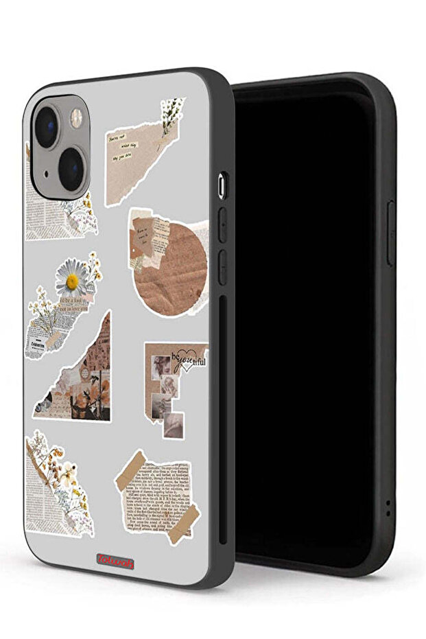 جراب حماية لجهاز Apple iPhone 13 mini مصنوع من قطع من الملصقات الورقية