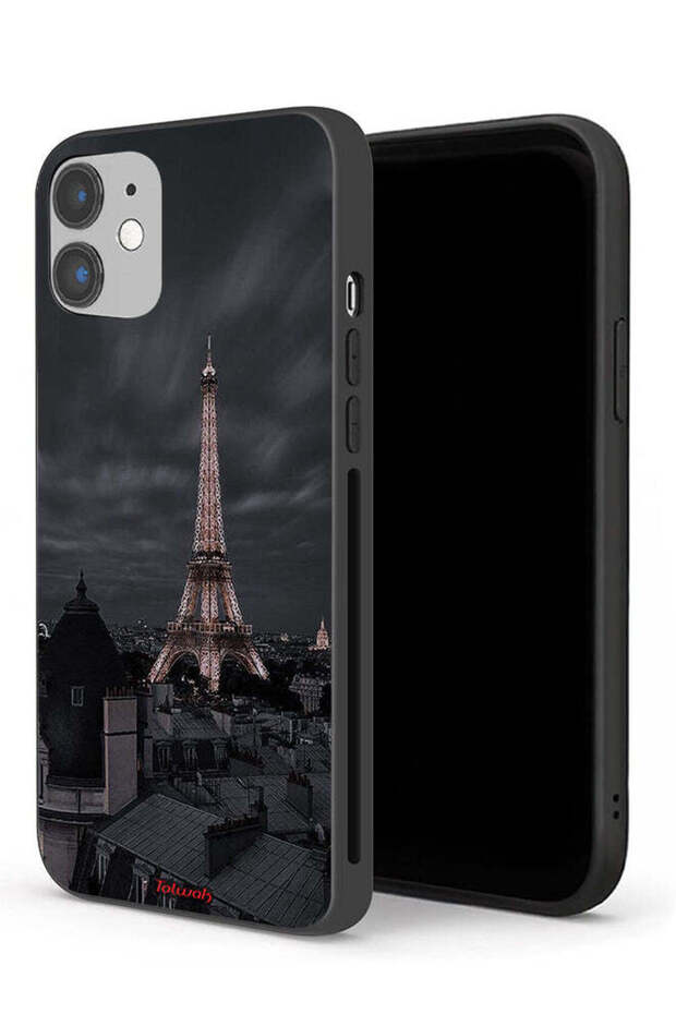 جراب حماية لجهاز Apple iPhone 12 بتصميم برج إيفل في الليل