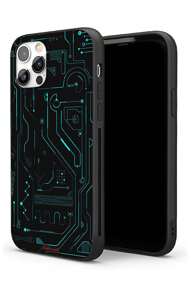 جراب حماية لجهاز Apple iPhone 11 Pro Max دوائر فنية رقمية بسيطة شاشات متعددة