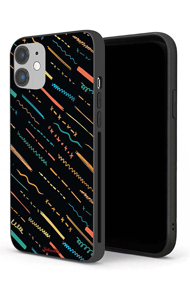 جراب حماية لجهاز Apple iPhone 12 X بنمط خطوط تجريدية - 1