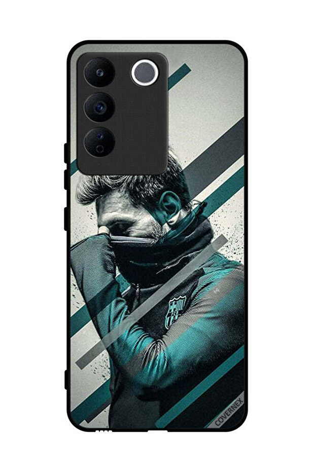 غطاء حماية لهاتف Vivo V27e بتصميم وجه ميسي المختبئ