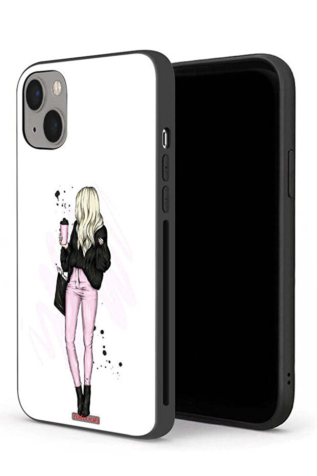 جراب حماية لجهاز Apple iPhone 13 mini، فتاة تحمل كوب قهوة