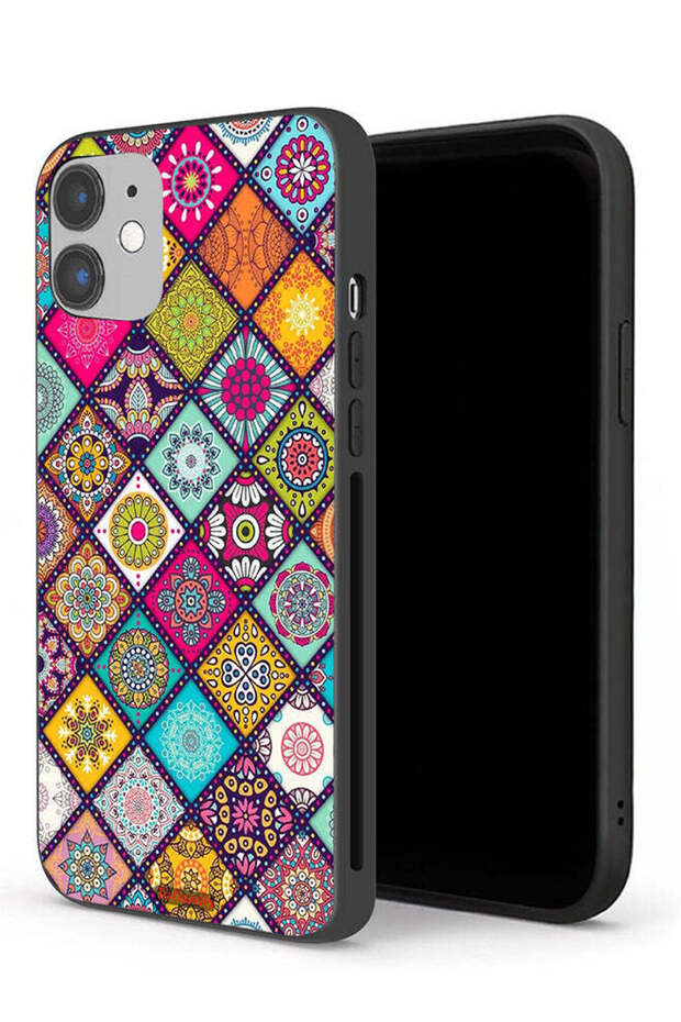 جراب حماية لجهاز Apple iPhone 12 mini بنمط مربعات ماندالا - 1